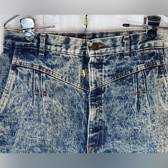 SUNSET BLUES - VINTAGE 80s Women's Jeans Sz 16 TALL High Waist - ACID WASH BLUE - Picture 9 of 13